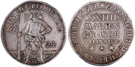 Altdeutsche Münzen und Medaillen

Braunschweig-Calenberg-Hannover

Georg Ludwig, 1698-1714

XXIIII Mariengroschen 1699***, Zellerfeld. Wilder Ma...