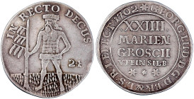 Altdeutsche Münzen und Medaillen

Braunschweig-Calenberg-Hannover

Georg Ludwig, 1698-1714

XXIIII Mariengroschen 1702***, Zellerfeld. Wilder Ma...
