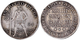 Altdeutsche Münzen und Medaillen

Braunschweig-Calenberg-Hannover

Georg Ludwig, 1698-1714

XXIIII Mariengroschen 1703***, Zellerfeld. Wilder Ma...