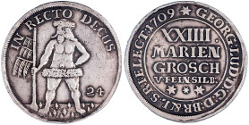 Altdeutsche Münzen und Medaillen

Braunschweig-Calenberg-Hannover

Georg Ludwig, 1698-1714

XXIIII Mariengroschen 1709***, Zellerfeld. Wilder Ma...