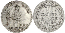 Altdeutsche Münzen und Medaillen

Braunschweig-Calenberg-Hannover

Georg Ludwig, 1698-1714

VI Mariengroschen Feinsilber 1712 HXH, Zellerfeld. W...