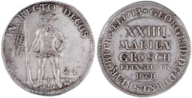 Altdeutsche Münzen und Medaillen

Braunschweig-Calenberg-Hannover

Georg Ludwig, 1698-1714

XXIIII Mariengroschen 1713 H X H, Zellerfeld. Wilder...