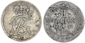 Altdeutsche Münzen und Medaillen

Braunschweig-Calenberg-Hannover

Georg I., 1714-1727

II Mariengroschen Landmünze 1719 HCB, Clausthal. Gekrönt...
