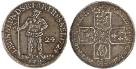 Altdeutsche Münzen und Medaillen

Braunschweig-Calenberg-Hannover

Georg I., 1714-1727

2/3 Taler Feinsilber 1724 EPH, Zellerfeld. Wilder Mann. ...
