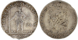 Altdeutsche Münzen und Medaillen

Braunschweig-Calenberg-Hannover

Georg III., 1760-1820

2/3 Taler Feinsilber 1764 IAP, Zellerfeld. Wilder Mann...
