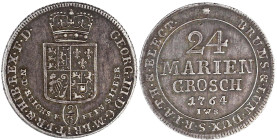 Altdeutsche Münzen und Medaillen

Braunschweig-Calenberg-Hannover

Georg III., 1760-1820

24 Mariengroschen (2/3 Taler Feinsilber) 1764 IWS (Jon...