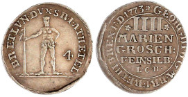 Altdeutsche Münzen und Medaillen

Braunschweig-Calenberg-Hannover

Georg III., 1760-1820

4 Mariengroschen 1773 LCR, Zellerfeld. gutes sehr schö...