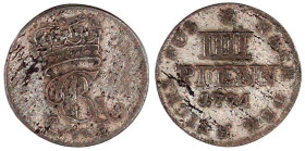 Altdeutsche Münzen und Medaillen

Braunschweig-Calenberg-Hannover

Georg III., 1760-1820

IIII Pfenning Landmünze 1774 IWS, Clausthal. Gekr. Mon...