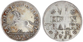 Altdeutsche Münzen und Medaillen

Braunschweig-Wolfenbüttel

Karl I., 1735-1780

1/6 Taler Landmünze 1759 ACB, (Andreas Christoph Blechschmidt),...