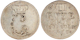 Altdeutsche Münzen und Medaillen

Braunschweig-Wolfenbüttel

Karl I., 1735-1780

VIII Gute Groschen 1760 ohne Mz., Braunschweig. Gekr. Monogramm...