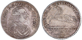 Altdeutsche Münzen und Medaillen

Braunschweig-Wolfenbüttel

Karl I., 1735-1780

2/3 Taler 1768 IDB, Braunschweig. Springendes Ross. sehr schön,...