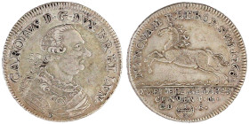 Altdeutsche Münzen und Medaillen

Braunschweig-Wolfenbüttel

Karl I., 1735-1780

1/3 Taler 1768 IDB, Braunschweig. Brb. n.r./Springendes Roß. gu...
