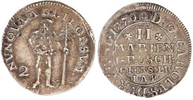 Altdeutsche Münzen und Medaillen

Braunschweig-Wolfenbüttel

Karl I., 1735-1780

II Mariengroschen Feinsilber 1770 IAP, Zellerfeld. Wilder Mann....