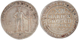Altdeutsche Münzen und Medaillen

Braunschweig-Wolfenbüttel

Karl I., 1735-1780

XII Mariengroschen Feinsilber 1773 IAP, Zellerfeld. Wilder Mann...