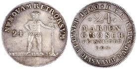 Altdeutsche Münzen und Medaillen

Braunschweig-Wolfenbüttel

Karl I., 1735-1780

24 Mariengroschen 1780 C.E.S., Zellerfeld. Wilder Mann. vorzügl...