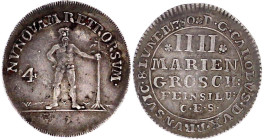 Altdeutsche Münzen und Medaillen

Braunschweig-Wolfenbüttel

Karl I., 1735-1780

IIII Mariengroschen Feinsilber 1780 CES, Zellerfeld. Wilder Man...