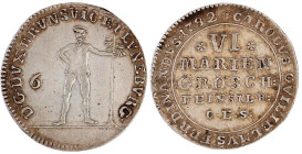 Altdeutsche Münzen und Medaillen

Braunschweig-Wolfenbüttel

Karl Wilhelm Ferdinand, 1780-1806

VI Mariengroschen Feinsilber 1782 CES, Zellerfel...