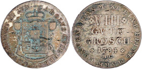Altdeutsche Münzen und Medaillen

Braunschweig-Wolfenbüttel

Karl Wilhelm Ferdinand, 1780-1806

8 Gute Groschen 1784 M.C., Braunschweig. Wappen....