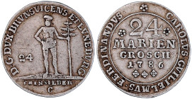 Altdeutsche Münzen und Medaillen

Braunschweig-Wolfenbüttel

Karl Wilhelm Ferdinand, 1780-1806

24 Mariengroschen 1786 C, Zellerfeld. Wilder Man...