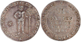 Altdeutsche Münzen und Medaillen

Braunschweig-Wolfenbüttel

Karl Wilhelm Ferdinand, 1780-1806

VI Mariengroschen Feinsilber 1786 C, Zellerfeld....