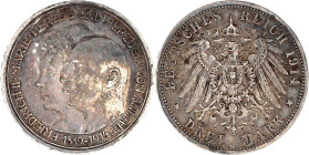 Reichssilbermünzen J. 19-178

Anhalt

Friedrich II., 1904-1918

3 Mark 1914 A. Silberne Hochzeit. gutes sehr schön, Patina. Jaeger 24.