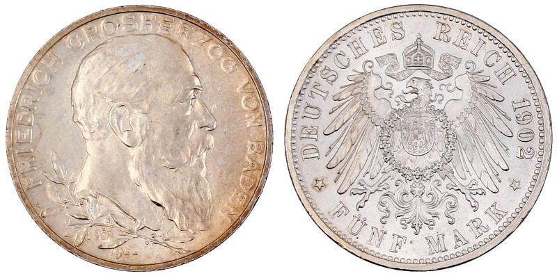 Reichssilbermünzen J. 19-178

Baden

Friedrich I., 1856-1907

5 Mark 1902....