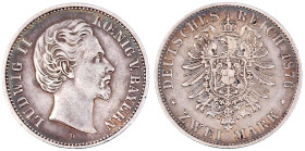 Reichssilbermünzen J. 19-178

Bayern

Ludwig II., 1864-1886

2 Mark 1876 D. gutes sehr schön, schöne Patina. Jaeger 41.