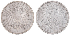 Reichssilbermünzen J. 19-178

Lübeck

2 Mark 1907 A. sehr schön/vorzüglich. Jaeger 81.