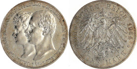 Reichssilbermünzen J. 19-178

Mecklenburg-Schwerin

Friedrich Franz IV., 1897-1918

5 Mark 1904 A. Zur Hochzeit. gutes vorzüglich. Jaeger 87.