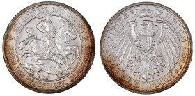 Reichssilbermünzen J. 19-178

Preußen

Wilhelm II., 1888-1918

3 Mark 1915 A. Mansfeld. Stempelglanz, feine Tönung. Jaeger 115.