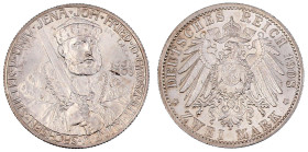 Reichssilbermünzen J. 19-178

Sachsen-Weimar-Eisenach

Wilhelm Ernst, 1901-1918

2 Mark 1908. Universität Jena. fast Stempelglanz. Jaeger 160.