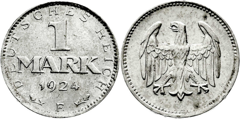 Weimarer Republik

Kursmünzen

1 Mark, Silber, 1924-1925

1924 F. fast Ste...