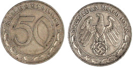 Drittes Reich

Klein/- und Kursmünzen

50 Reichspfennig, Nickel 1938-1939

1938 F. vorzüglich, kl. Randfehler. Jaeger 365.