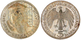 Münzen der Bundesrepublik Deutschland

Gedenkmünzen

5 Deutsche Mark, Silber, 1952-1979

Mercator 1969 F. Mit langem "R". fast Stempelglanz. Jae...