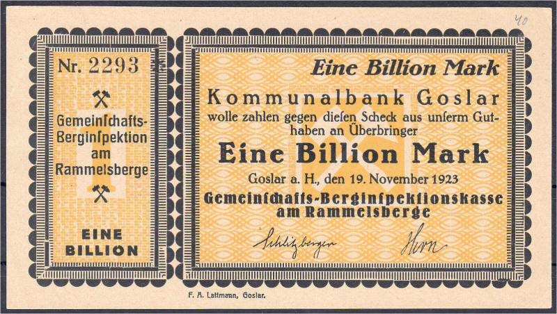 Banknoten

Deutsches Notgeld und KGL

Goslar (Hannover)

Staatliche Gemein...