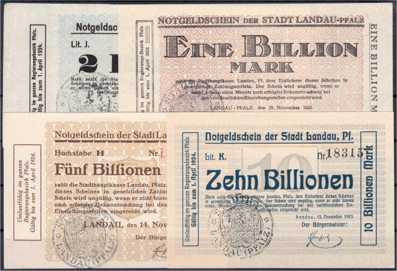 Banknoten

Deutsches Notgeld und KGL

Landau (Pfalz)

Stadt, 4 Scheine zu ...