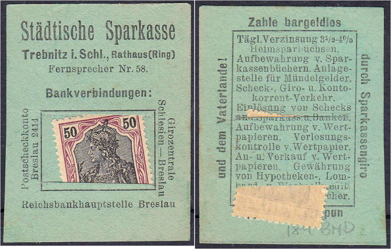 Banknoten

Deutsches Notgeld und KGL

Trebnitz (Schlesien)

Städtische Spa...