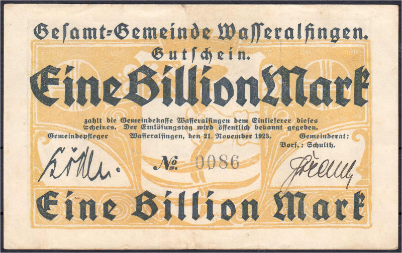 Banknoten

Deutsches Notgeld und KGL

Wasseralfingen (Württ.)

Gesamtgemei...