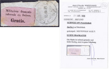 Briefmarken

Ausland

Schweiz

Portofreiheitsmarken

Portofreiheitsmarke für die Internierten der französ. Bourbaki-Armee 1871, gestempelt auf...