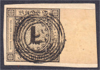 Briefmarken

Deutschland

Altdeutschland

Baden

1 Kreuzer Freimarken 1851, sauber gestempelt auf Briefstück, rechts mit 15 mm Seitenrand, lin...