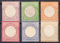 Briefmarken

Deutschland

Deutsches Reich

1/4 Gr. - 2 Gr. + 5 Gr. Freimarken 1872, sechs ungebrauchte Werte mit Falz, die Nr. 16 geprüft Sommer...