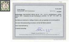 Briefmarken

Deutschland

Deutsches Reich

1/3 Groschen großer Brustschild 1872, zentrisch gestempelt ,,LEIPZIG 15 SEPT. 72 2-3N", Farbe ,,b" (d...