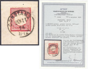 Briefmarken

Deutschland

Deutsches Reich

3 Kr. großer Brustschild 1872, traumhaft entwertet ,,CONSTANZ 20.11.74 11-12N" auf Briefstück, mit Pl...