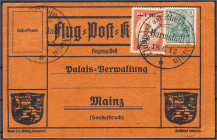 Briefmarken

Deutschland

Deutsches Reich

1 M. auf 10 Pf. Flugpostmarke (Gelber Hund) 1912, sauber auf Flugpostkarte. Mi. 280,-€. Michel IV.