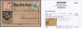 Briefmarken

Deutschland

Deutsches Reich

20 Pf. Flugpost (E.E.L.P) 1912, sauber auf Postkarte, kl. Papierloch auf Karte, sonst tadellos. Mi. 2...