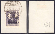 Briefmarken

Deutschland

Deutsches Reich

15+5 Pf. Kriegsbeschädigtenhilfe 1919, traumhaft entwertet auf Briefstück, Farbe ,,c" (schwarzviolett...