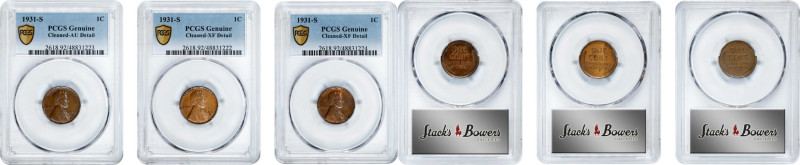 Lot of (3) 1931-S Lincoln Cents. Cleaned (PCGS).
Included are: 1931-S AU Detail...