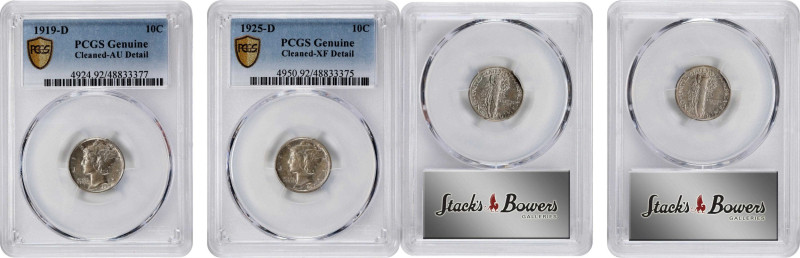 Lot of (2) Denver Minted Mercury Dimes. Cleaned (PCGS).
Included are: 1919-D AU...