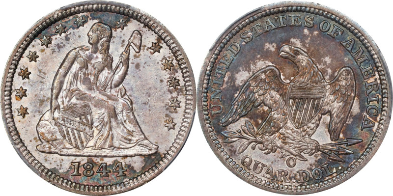 1844-O Liberty Seated Quarter. AU-58 (PCGS).
PCGS# 5407. NGC ID: 23SU.