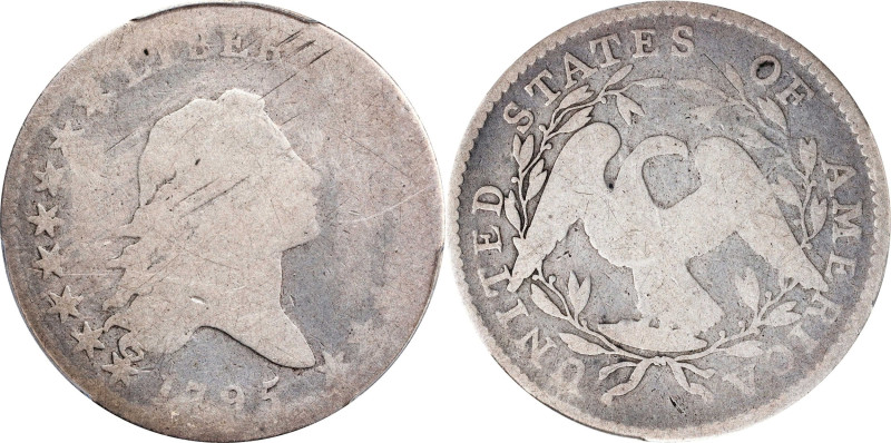 1795 Flowing Hair Half Dollar. O-116, T-20. Rarity-3. Recut Date, Two Leaves. AG...